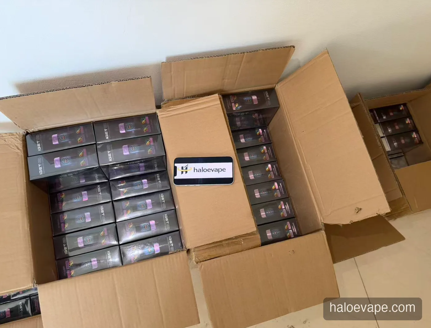 Bulk IGET vape cartons in stock at Halo E-Vape Australian warehouse