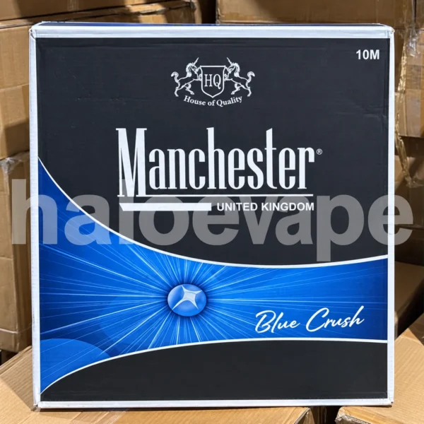 Manchester Blue Crush Cigarettes carton real stock photo - Halo E-Vape Australia warehouse