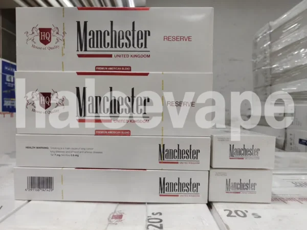 Manchester Reserve Cigarettes carton real stock photo - Halo E-Vape Australia warehouse