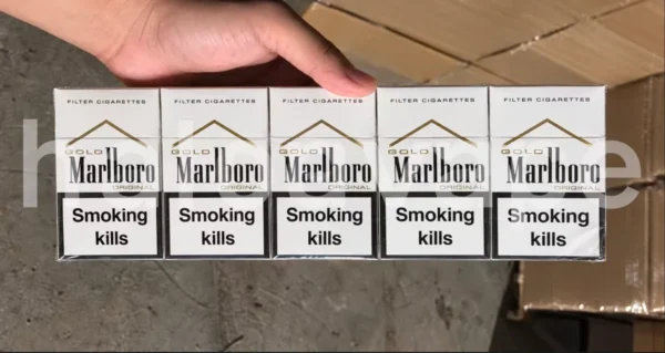Marlboro Gold SWISS carton real stock photo - Halo E-Vape Australia warehouse